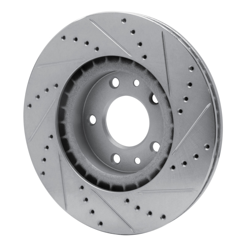 Mazda RX-8 Brake Rotor (1) - Front Left - R1 Concepts - Drilled & Slotted - Silver - `04-`08